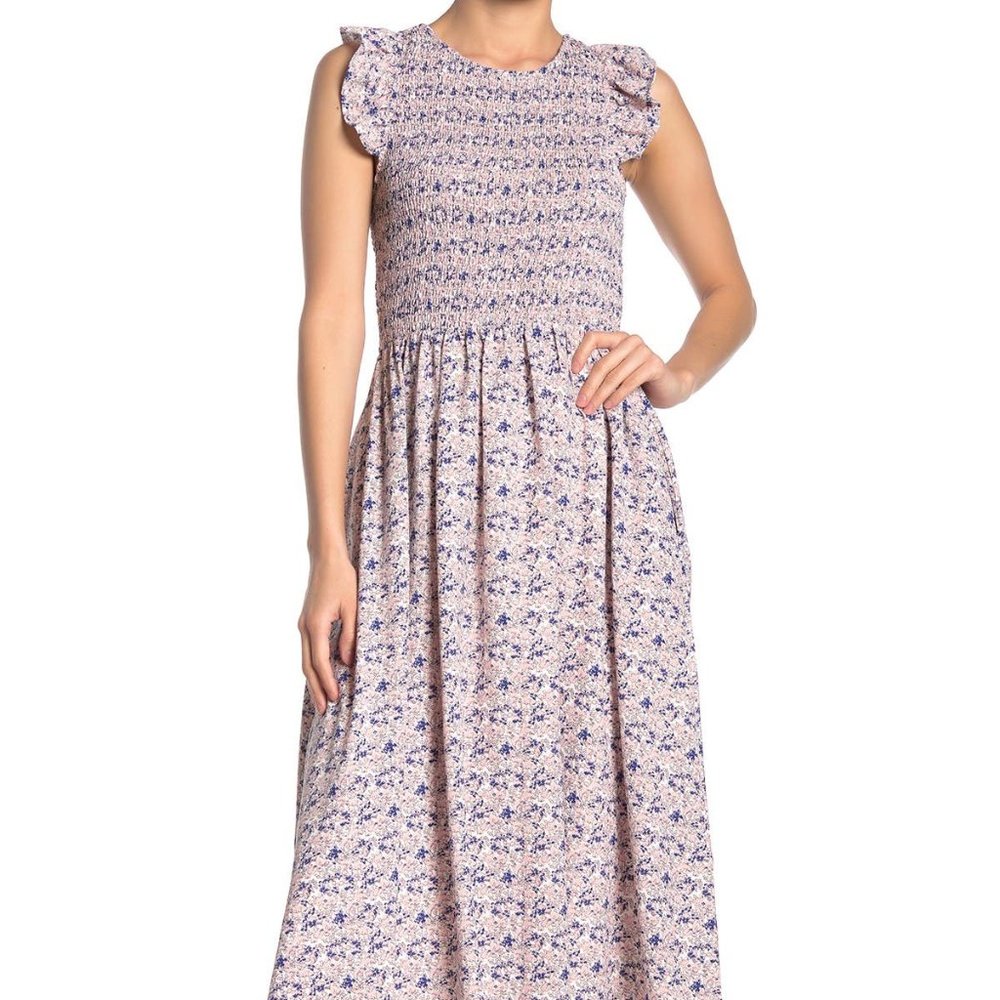 CLOSET CLEAN OUT Sale!! NWT MELLODAY Smocked Cap Sleeve Midi Dress Pink - XL